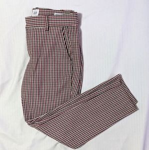 Red plaid skinny ankle pants